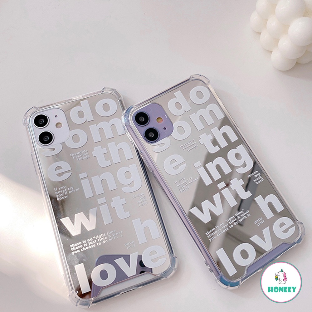 INS Art Letter Mirror Phone Holder Phone Case compatible for IPhone 14 13 12 11 Pro Max X Xs Max XR 8 7 Plus Shockrpoof Soft TPU Back Cover