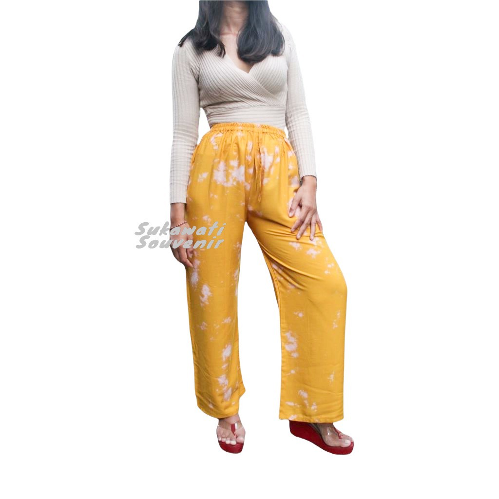 CELANA KULOT PANJANG TIE DYE BALI-MUSTARD SMOKE