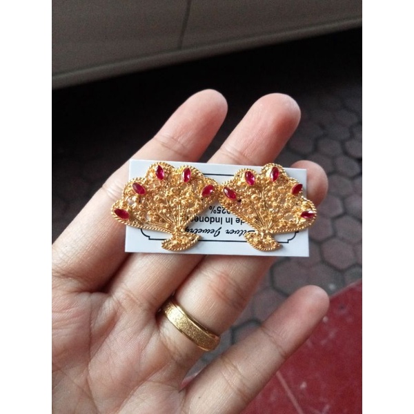 subeng Bali anting Bali tembaga lapis emas