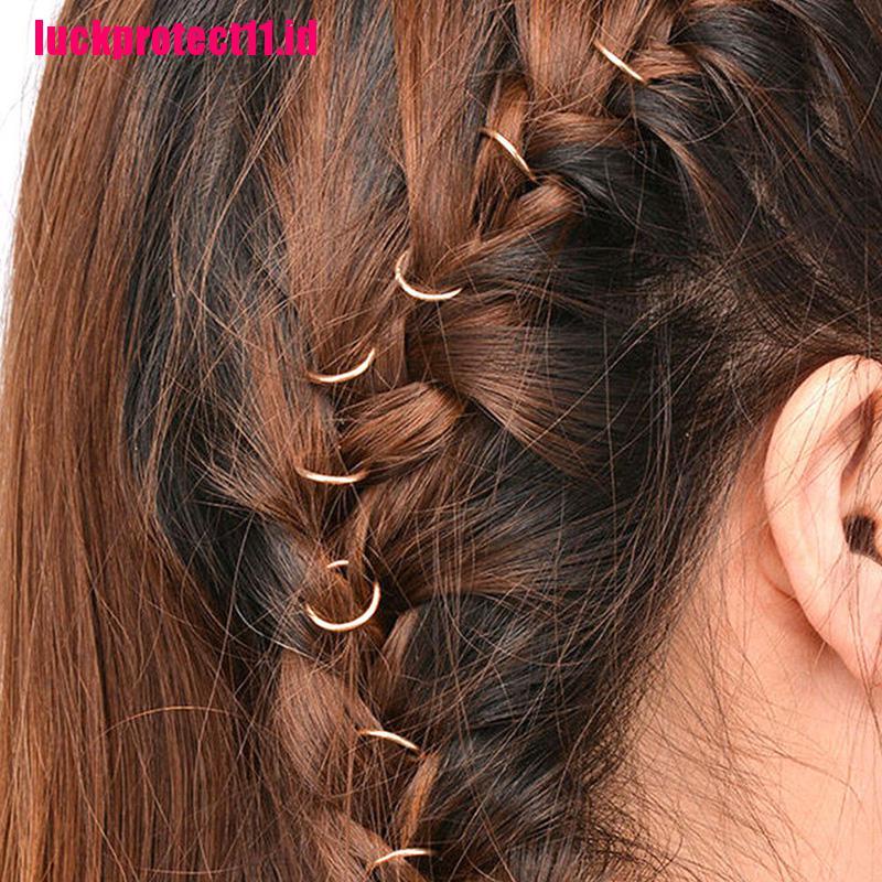 (LUCK) 180pcs / Kotak Klip Rambut Kepang Boho Hip Hop Warna Gold / Silver Untuk Wanita