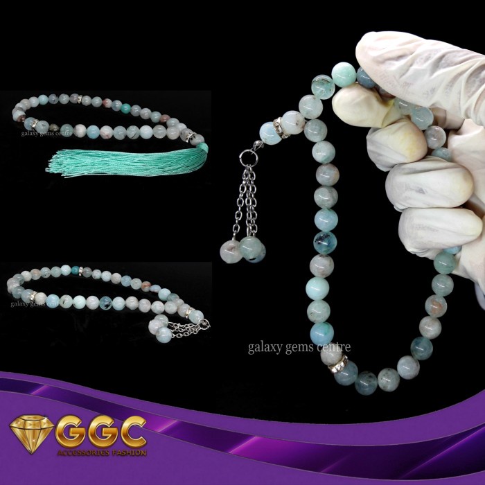 TASBIH BATU AMAZONITE 33 BUTIR ORIGINAL STONE