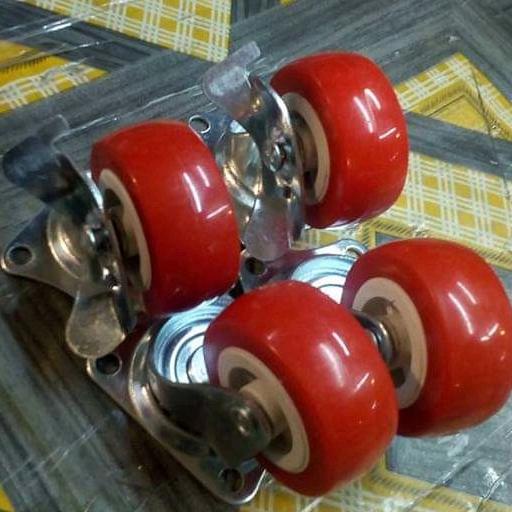 roda pu merah / roda etalase / roda troli 2 inch sett 2 rem 2hidup wtwi74 Ayo Beli