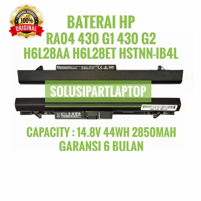 Baterai Laptop Ori HP ProBook 430 430-G1 430-G2 RA04