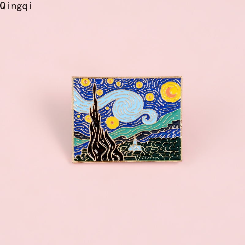 Bros Pin Enamel Desain Lukisan Cat Minyak Van Gogh Untuk Hadiah