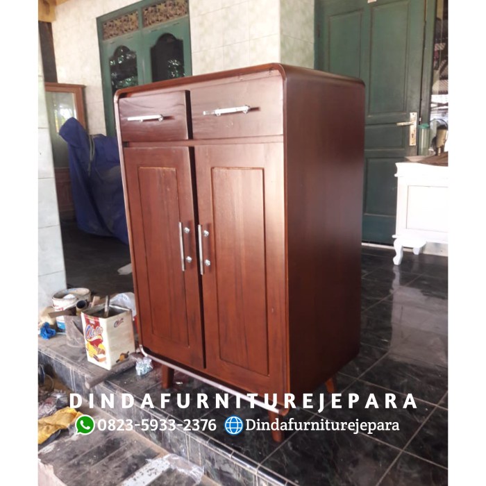 BUFFET RETRO JATI MINIMALIS - RAK SEPATU - BUFFET SERBAGUNA - LEMARI