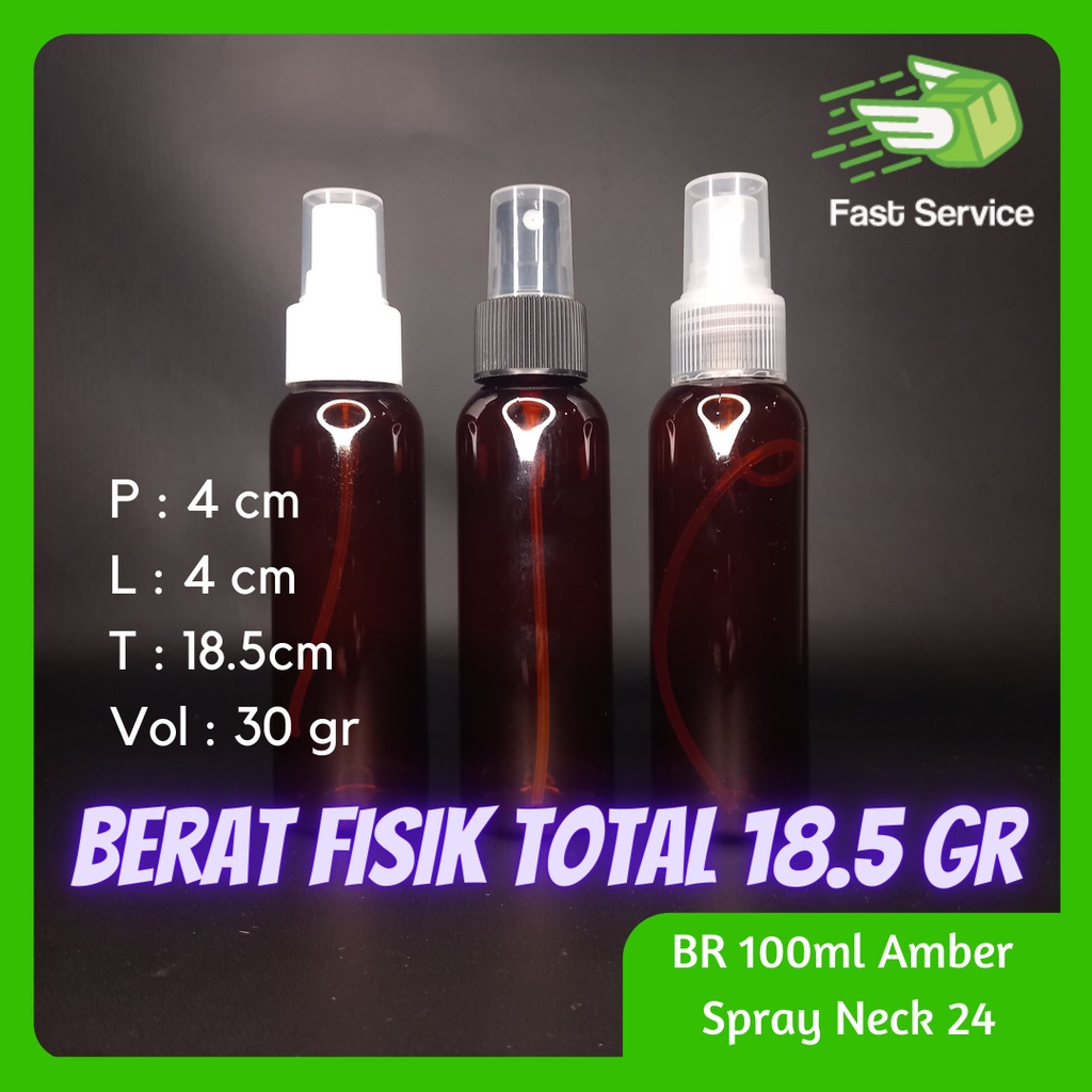 Botol 100ml BR Amber Spray PET Tebal Santizer Grosir