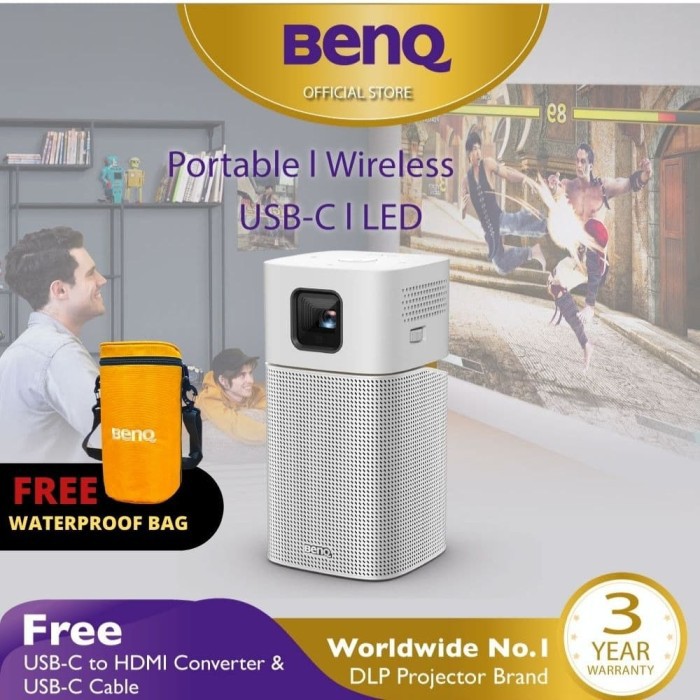 Mini Wireless Projector BenQ GV1 Portable Bluetooth Speaker USB-C HDMI