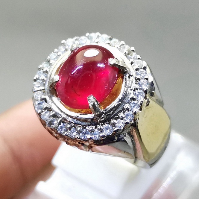 Cincin Permata Ruby Natural Merah Delima Asli