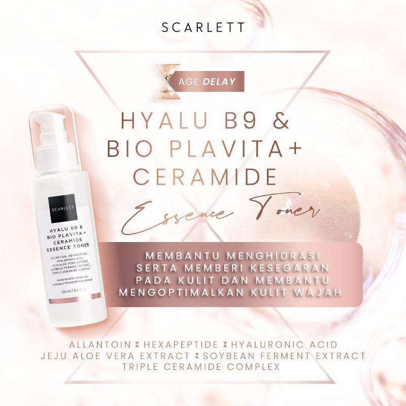 Scarlett Whitening Age Delay Series | Anti Aging Treatment | Fresh Cleanser Essence Toner Moisturizer Eye Serum Face Serum BPOM