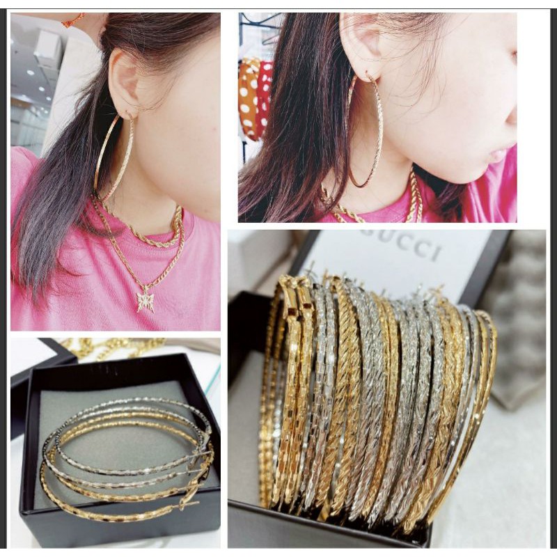 Anting gipsi import 8cm Bahan tebal silver925