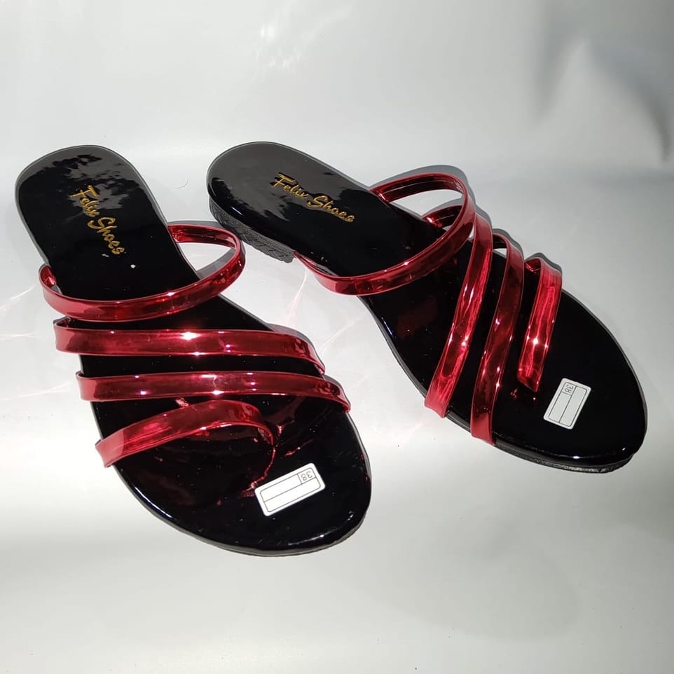 SANDAL WANITA FLIP FLOP KARET TALI GLOSSY SANDAL MANOHARA