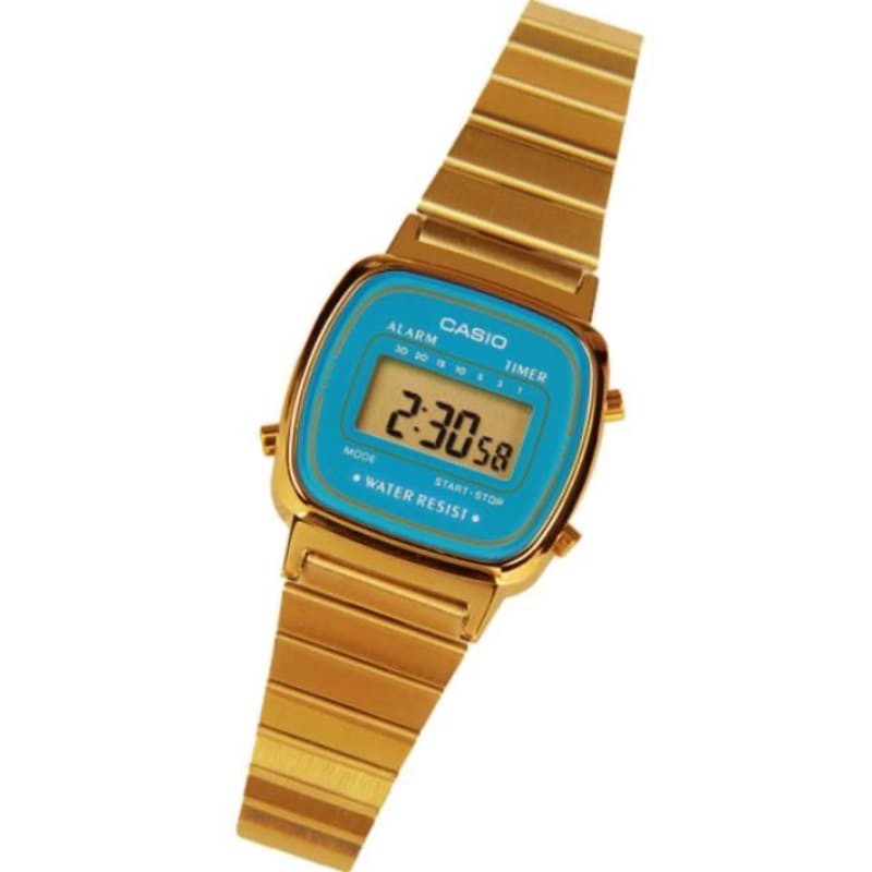 Casio Original LA670 1DF LA 670 WGA 1  LA670WGA-2DF Retro Emas Tone Digital Ladies Watches LA670WGA-2 Original