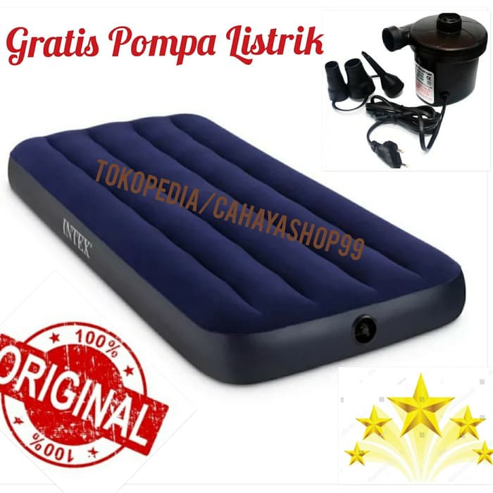Terlaris paket kasur angin singgle intex + pompa listrik kasur berkualitas Keren