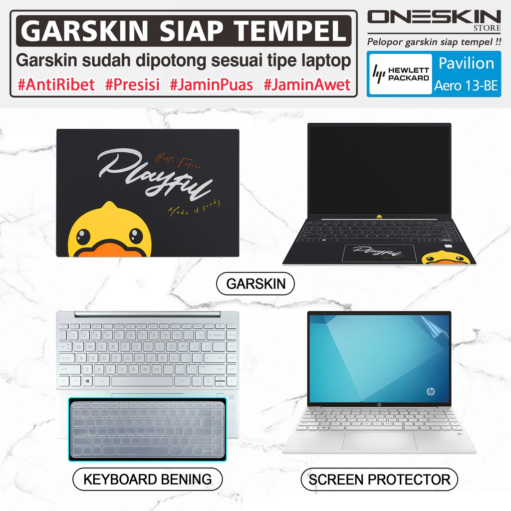 Garskin Sticker Laptop Pelindung Screen Keyboard Protector HP Pavilion Aero 13-be be0000au be0001au be0002au be0003au Full Body Silikon Glossy Bening