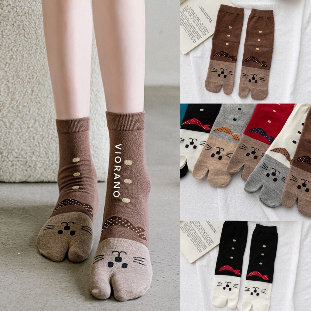 Kaos Kaki Jempol Cewek Korea Import Motif Kucing Unik Lucu Kualitas Premium Bahan Lembut Tebal / Kaus Kaki Wanita Di Atas Mata Kaki Motif