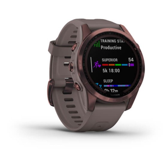 Garmin Fenix 7S Sapphire Solar Dark Bronze Titanium with Shale Gray Band - Garansi resmi TAM 2 Tahun