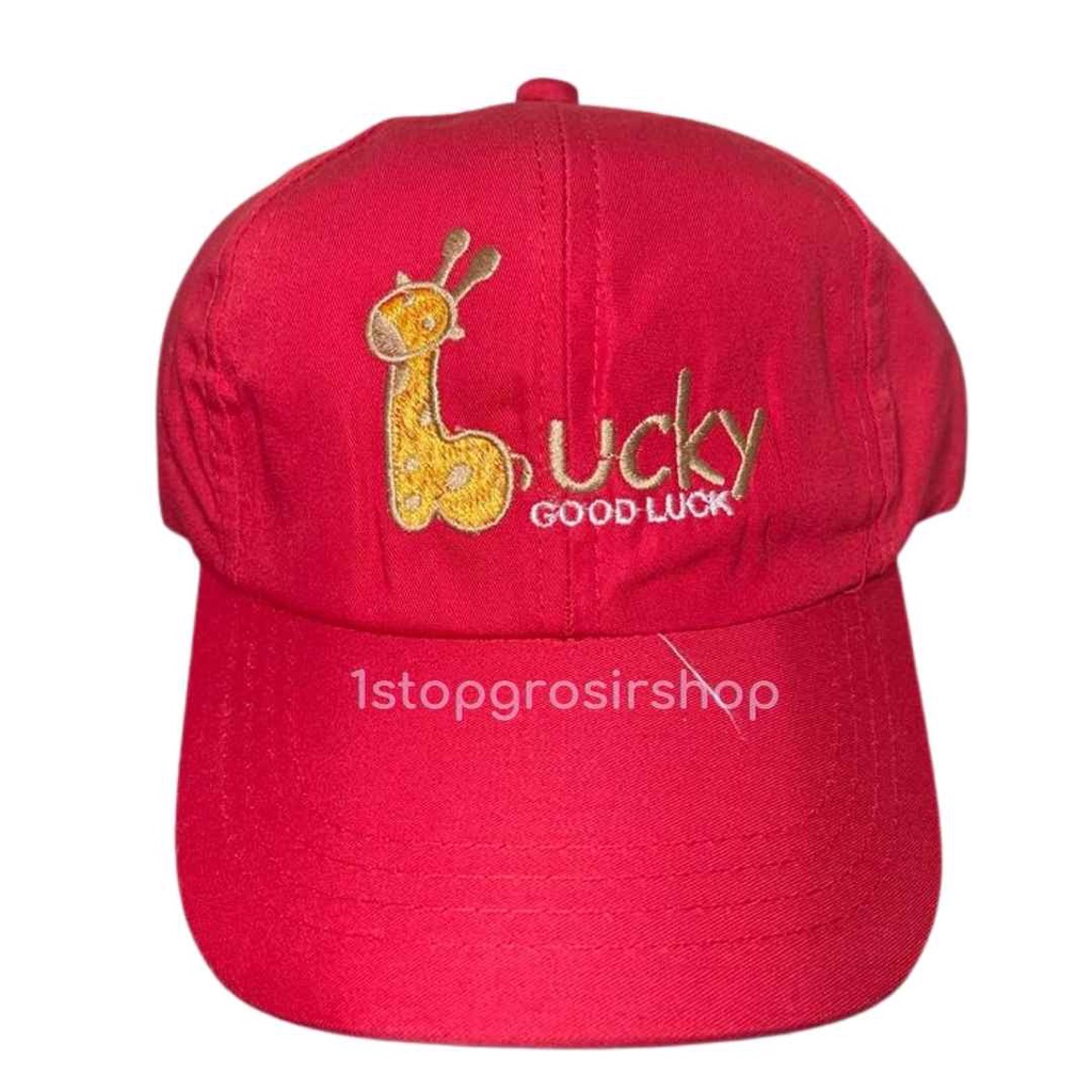 Topi Anak Premium Bordir Lucu Laki-Laki dan Perempuan Umur 2-10 Tahun-Lucky Merah