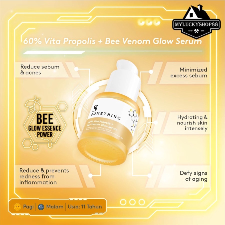 Somethinc 60% Vita Propolis + Bee Venom Glow Face Serum Wajah 20ml