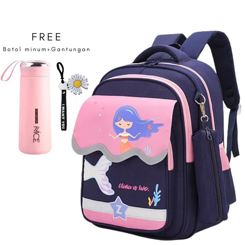 Gudang Tas Ransel MERMAID//Anak Perempuan 2in1/ Tas Mermait Fashion Sekolah Tas Traveling