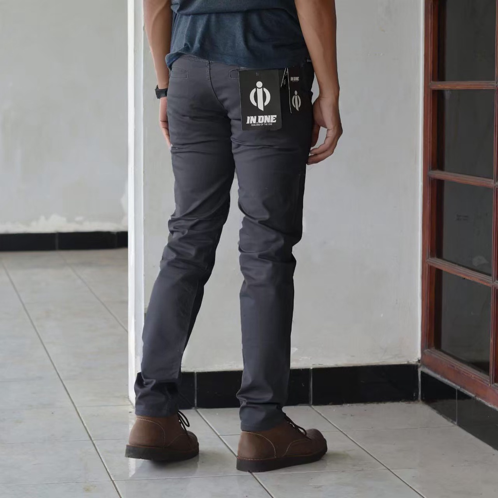 CHINO IN ONE ORIGINAL Celana Chino Panjang Pria Celana Chino warna Abu tua Seri Art INCP603