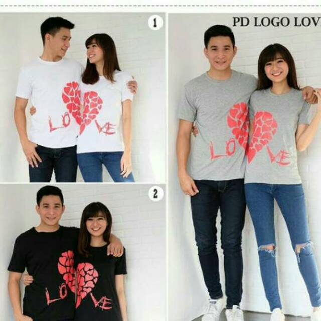 Kaos Couple / Kaos Pasangan / Baju Couple / Baju Pasangan Love Hati