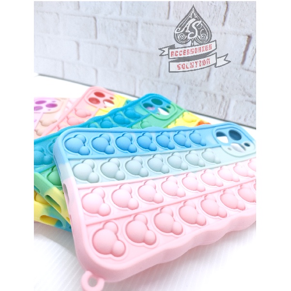 SILICONE CASE POP IT IPHONE 12 MINI PELINDUNG CAMERA - CASE PENGHILANG STRESS PUSH IT BUBBLE CASE RAINBOW