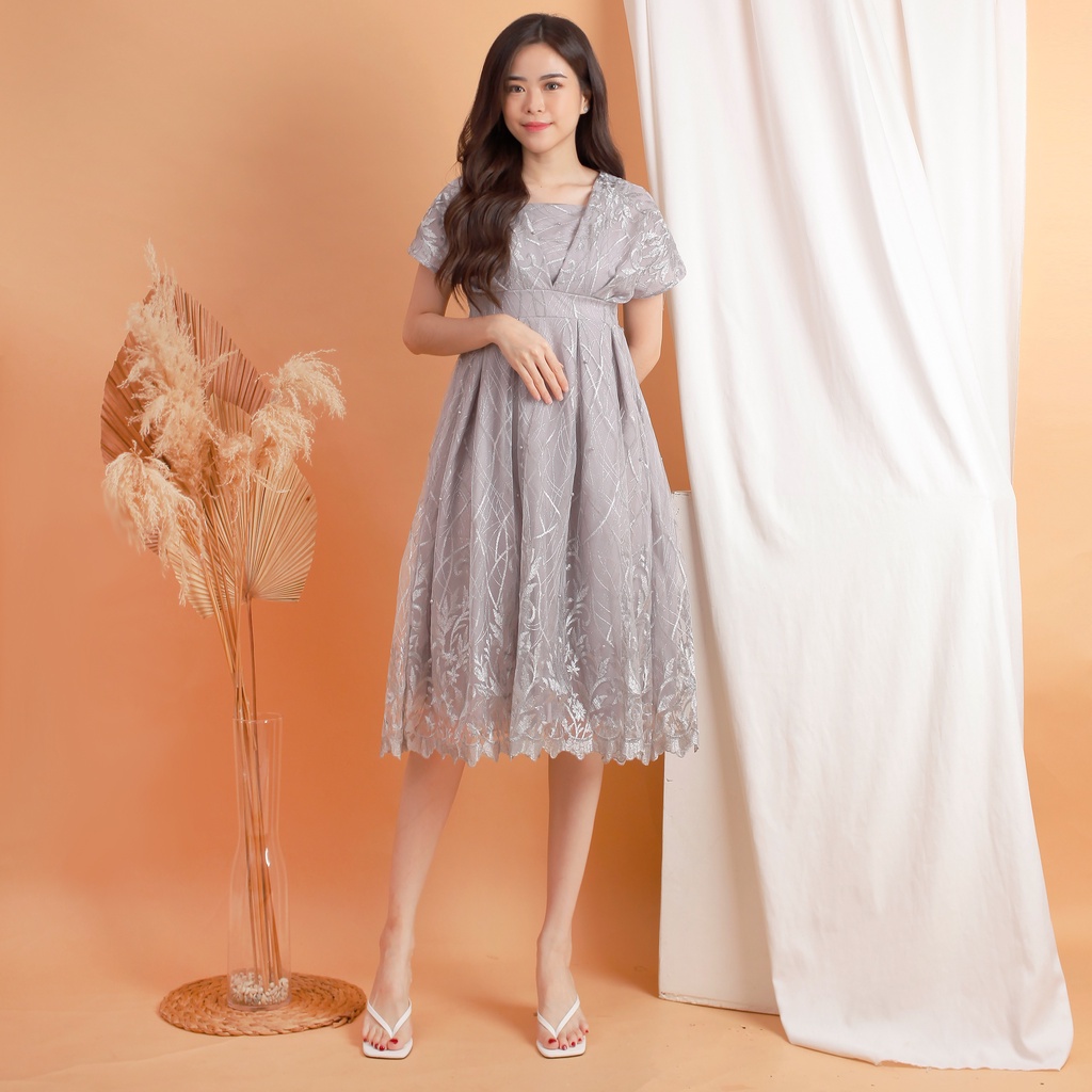 Kathryn collection # 4195 , Dres tile bordir gliter mutiara dalaman furing