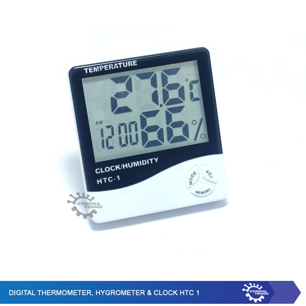 Digital Thermometer Hygrometer &amp; Clock HTC 1