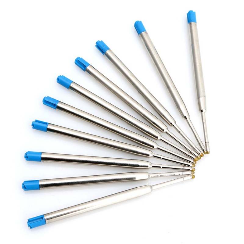 Mary 10pcs Universal Standard Style Blue Ink 1MM Medium Nib Point Pen Isi Ulang