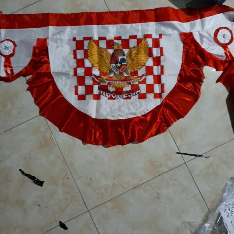 (SIAP DIKIRIM)bendera background 5 gelombang sablon garuda