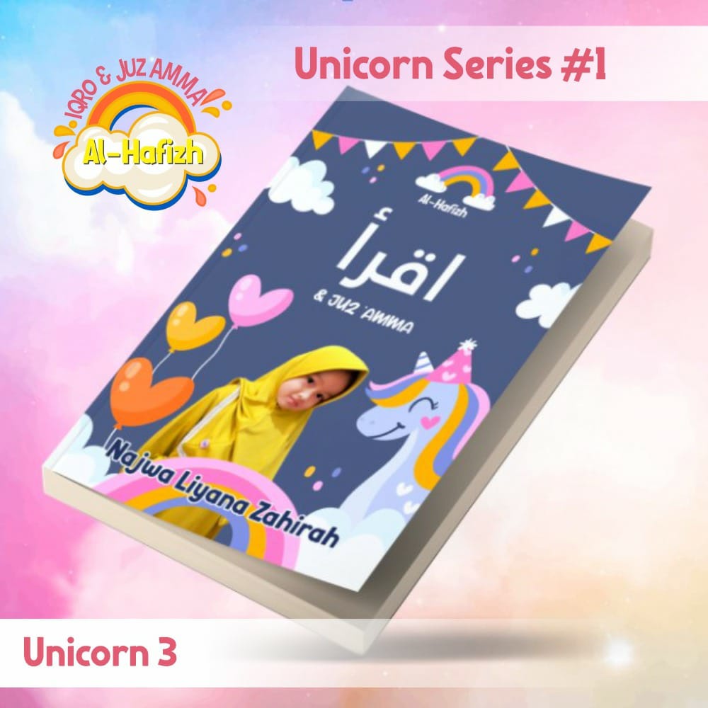 Buku Iqra Iqro Hard cover Anak Balita Terjemah Lengkap Gratis  Custom Nama Dan Foto-UNICORN 3
