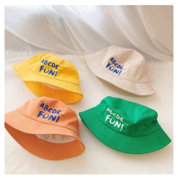 (HZ) TOPI BUCKET FASHION HAT ANAK MOTIF HURUF - TOPI ANAK UNISEX MOTIF ABCDE FUN