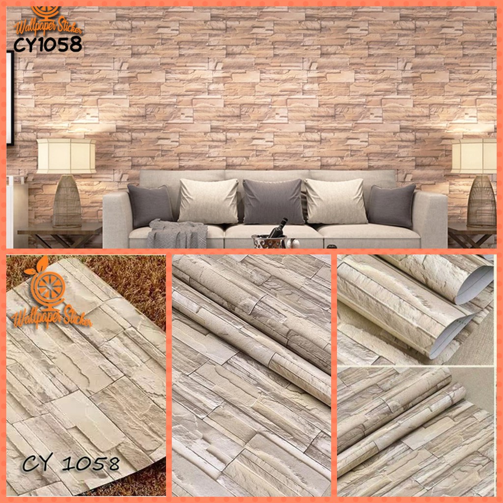 COD MURAH! WALLPAPER DINDING STICKER 10M NATURE STONE ...