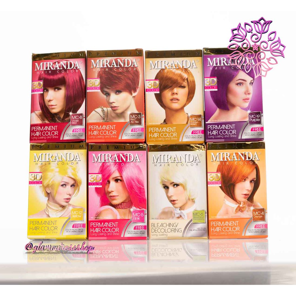 ❤️Glamouroseshop❤️ Miranda Premium Hair Color Cream 30ml + Peroxide 30ml Cat Rambut Miranda Pastel