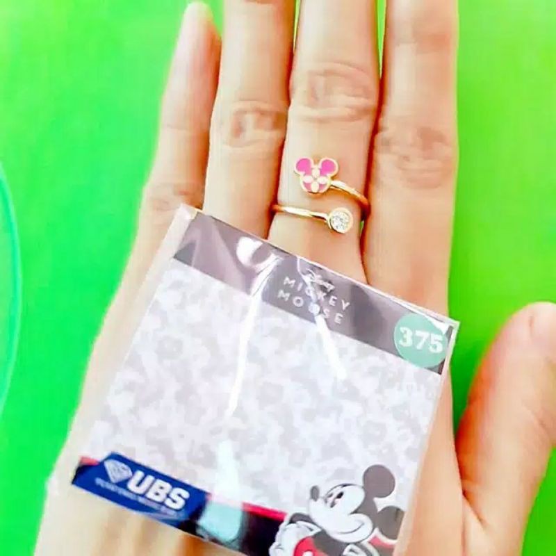 Cincin mickey mouse spiral pink kadar 375