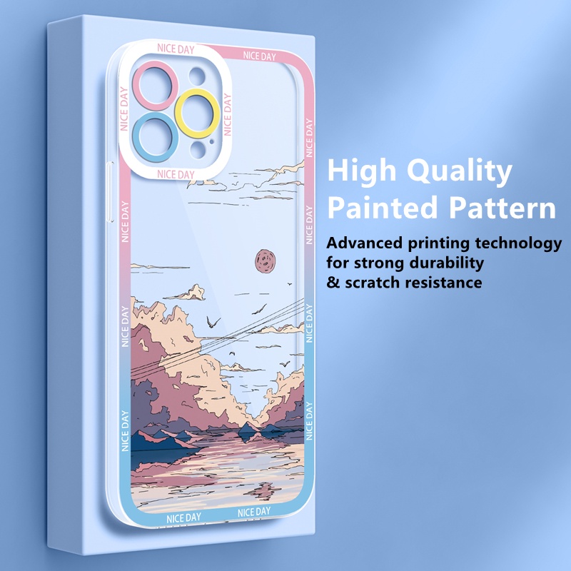 Dllencase Case TPU Bening Tahan Banting Desain Pelangi Untuk iPhone 14 13 Pro Max 6 Plus 6s Plus 7 7 Plus 8 8 Plus X XS XR XS Max 11 12 13 Pro 14 A2 Pro Max