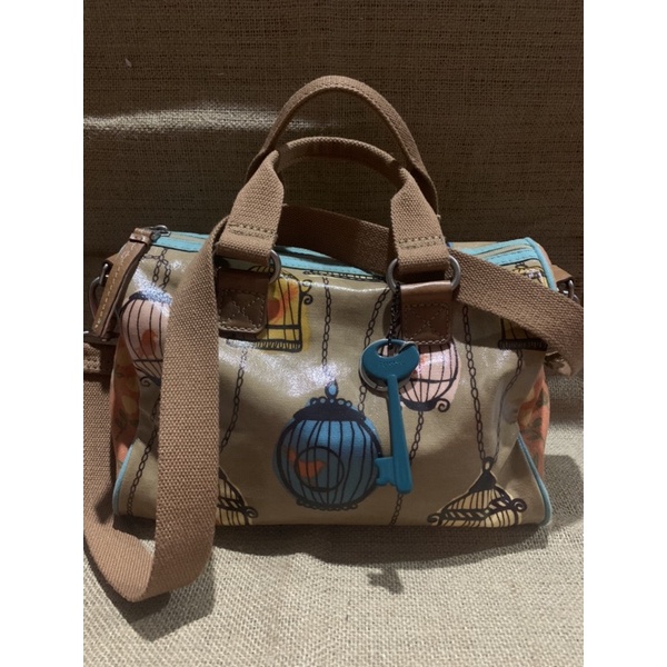 Preloved Tas Fossil Keyper Satchel Bird Cage Original