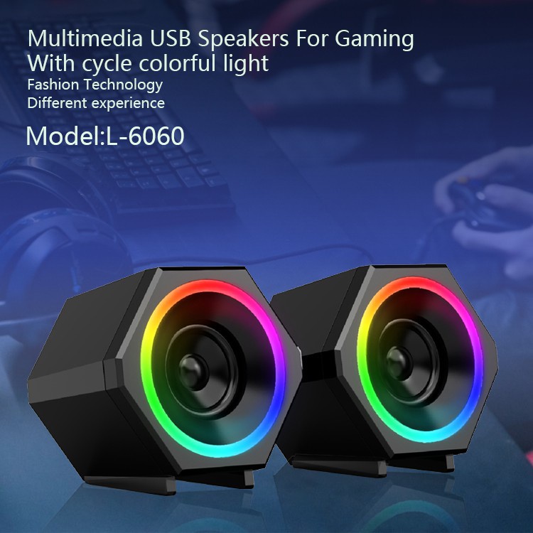 Gaming Speaker Laptop/Komputer L-6060 Dynamic RGB Lightning And Dual Bass