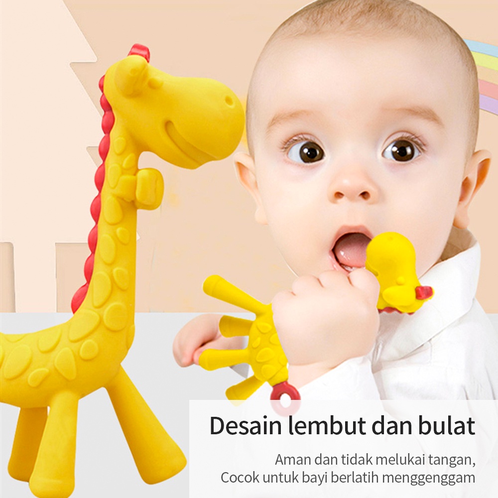 AIKOKY Mainan gigitan bayi silikon/bentuk jerapah teether bayi