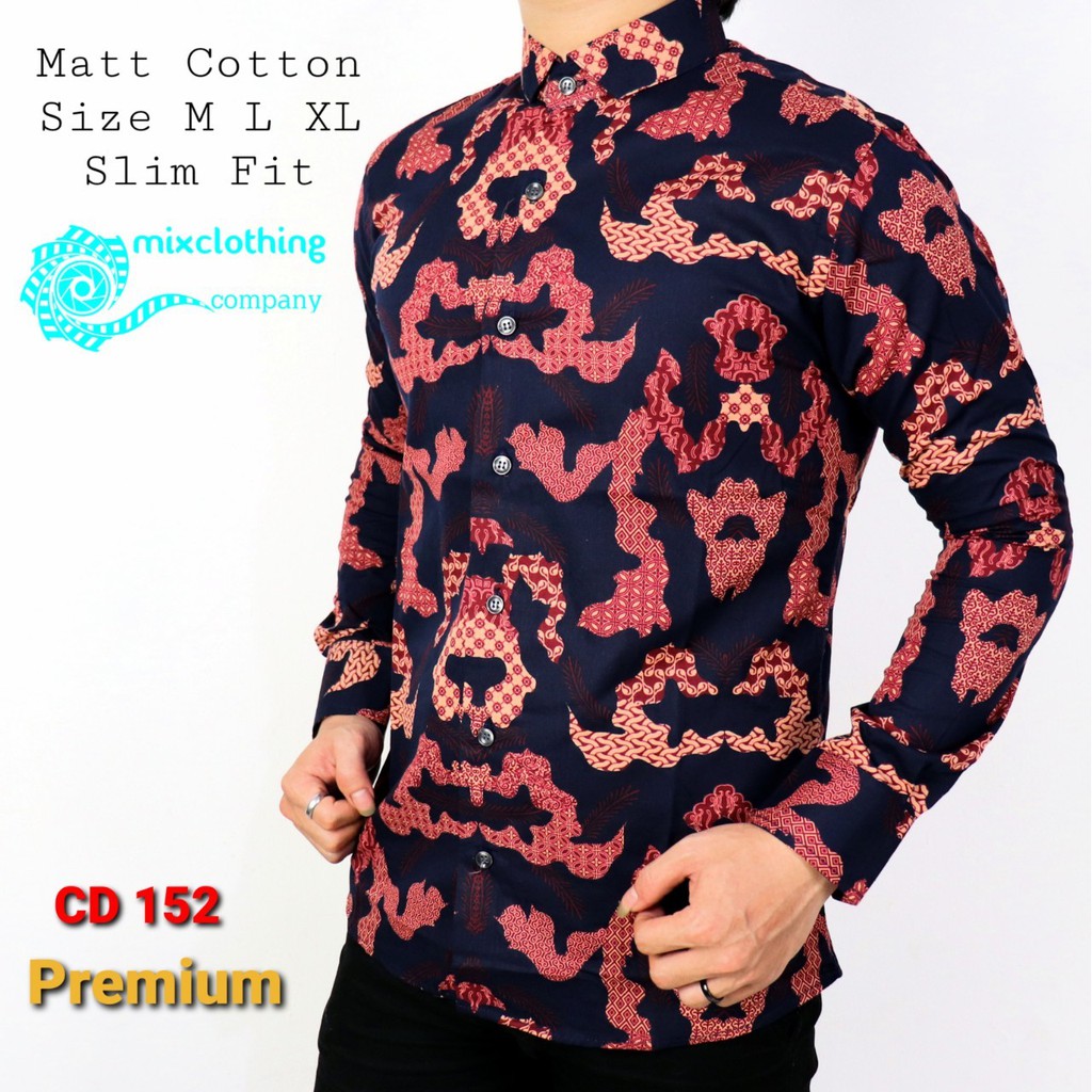 CBL HEM KEMEJA BATIK PRIA SLIMFIT LENGAN PANJANG COLIN DION