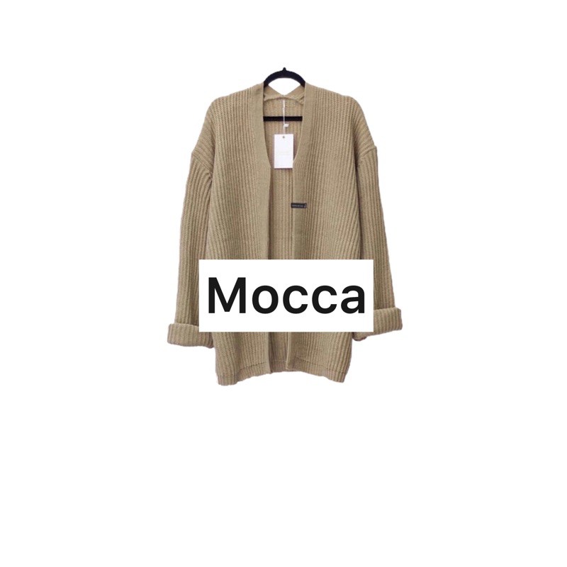 KARDIGAN RAJUT WANITA OVERSIZED / LOOCY POCKET CARDIE OVERSIZED PREMIUM-Mocca