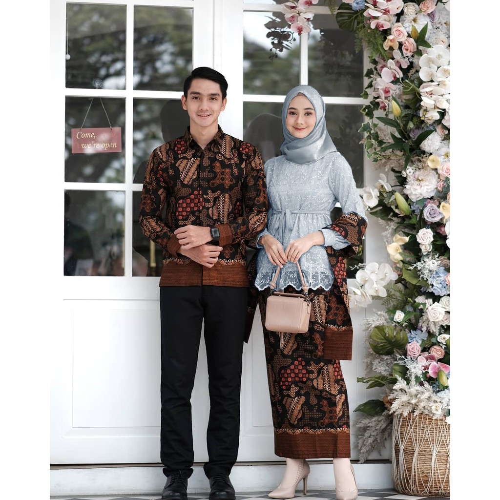 SHOPASHOP SOLO Batik kebaya Couple Aziza Tulle Mutiara-Grey