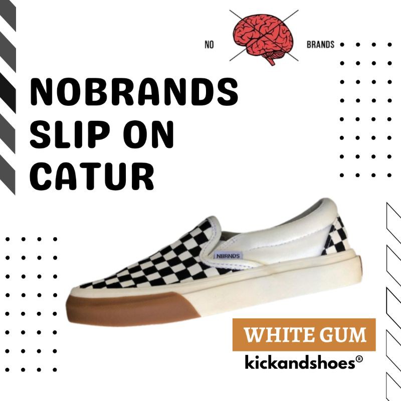 Sepatu Nobrands Footwear Slip On Selop Catur - White Gum / Sepatu Casual Original BNIB