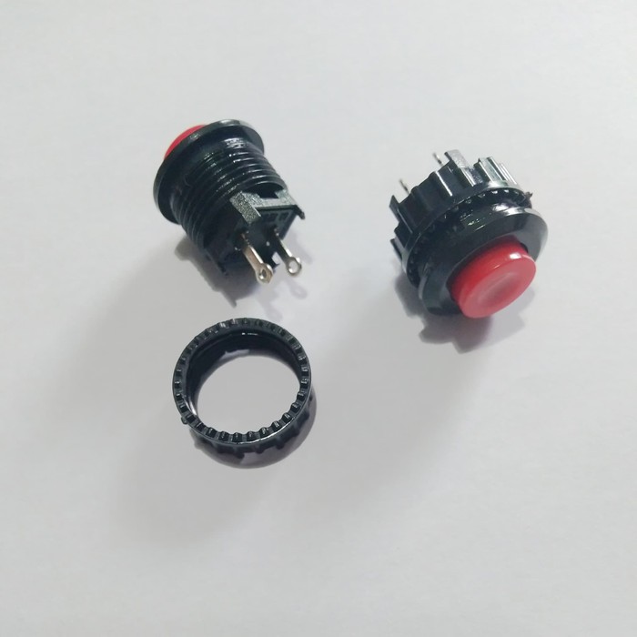 Tombol Pencet Balik Momentary NC Button Switch Bulat Merah