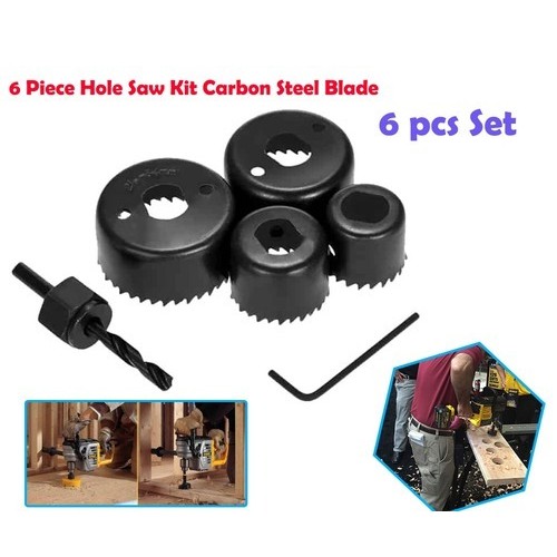 Hole Saw Set 6 Pc / Mata Bor Hidroponik / Hole Saw Kit Carbon Steel Blade 6 Pc