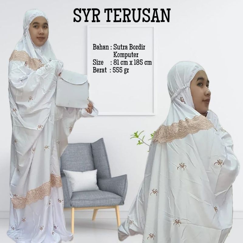 Mukena sutra syr bordir renda