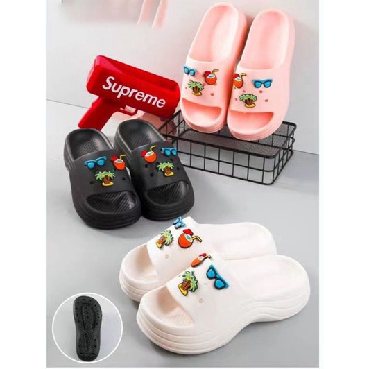 Sandal Crocs Fuji Wedges Accesories Pantai Import High Quality S2