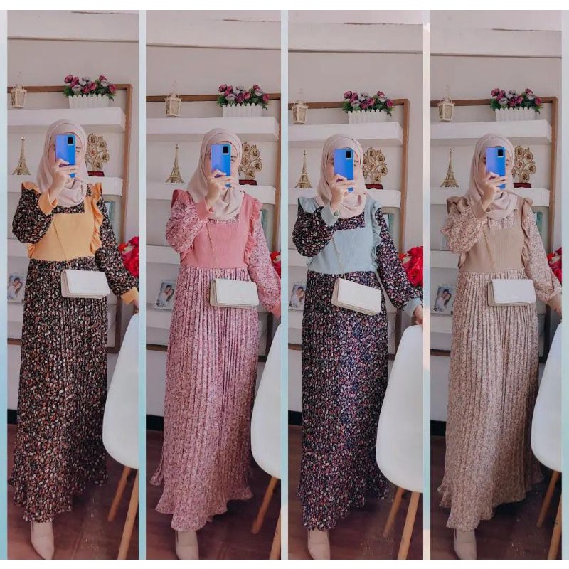 dress/gamis bunga plisket by teenager
