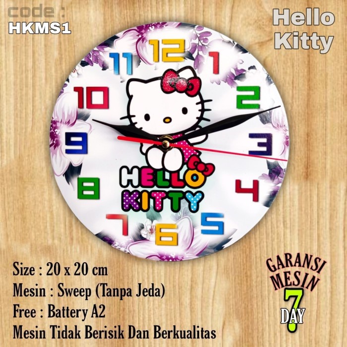 Jam Dinding KARTUN HELLO KITTY LUCU SWEPP MESIN HALUS TIDAK BERISIK