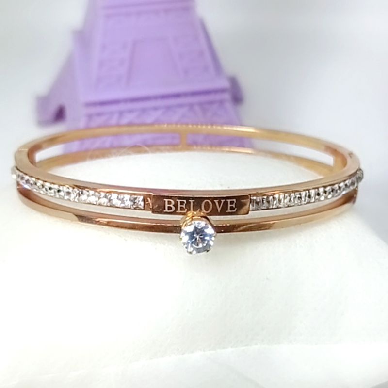 gelang titanium wanita perhiasan mewah anti luntur